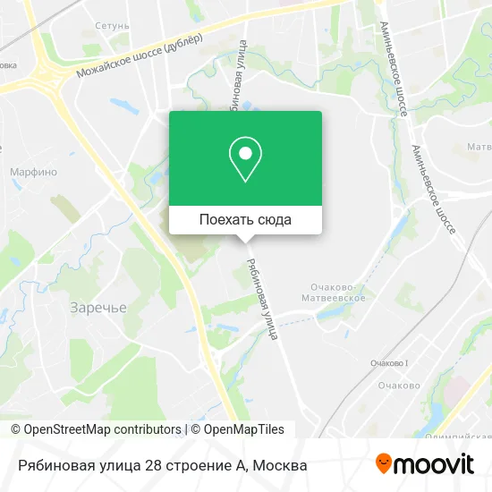 Карта Рябиновая улица 28 строение А