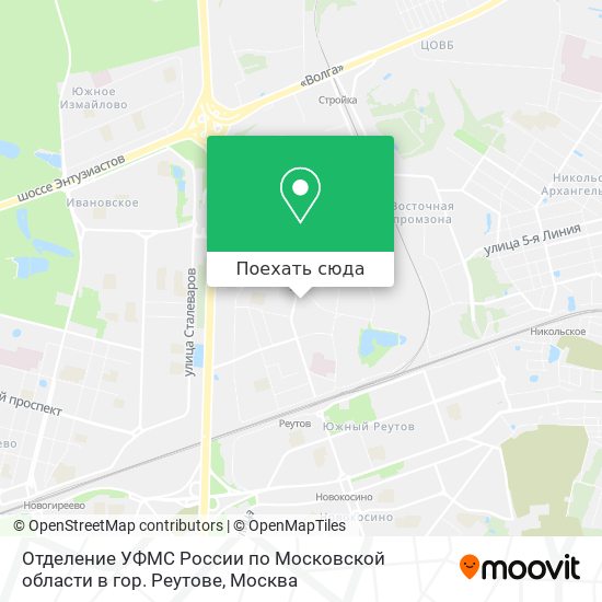 Карта Отделение УФМС России по Московской области в гор. Реутове