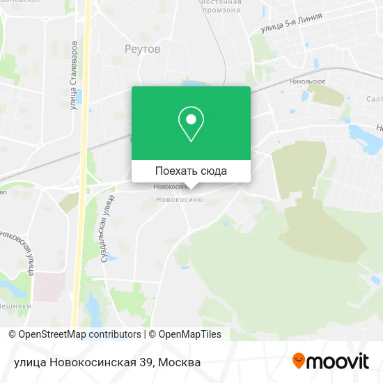Карта улица Новокосинская 39