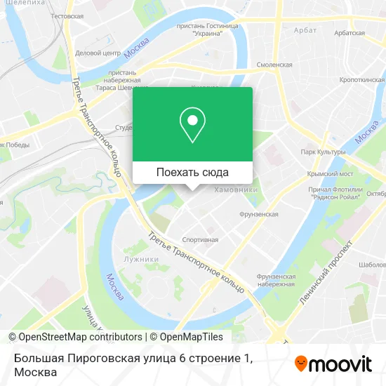 Карта Большая Пироговская улица 6 строение 1