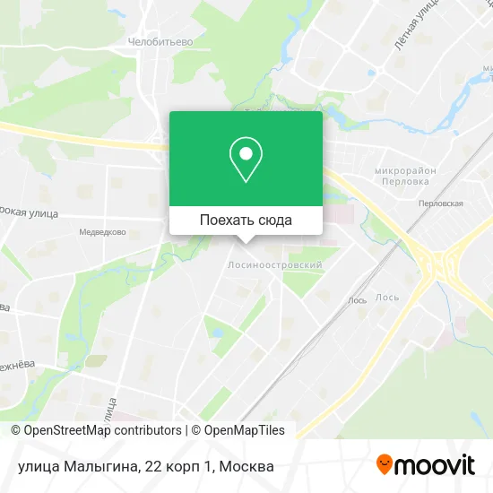 Карта улица Малыгина, 22 корп 1