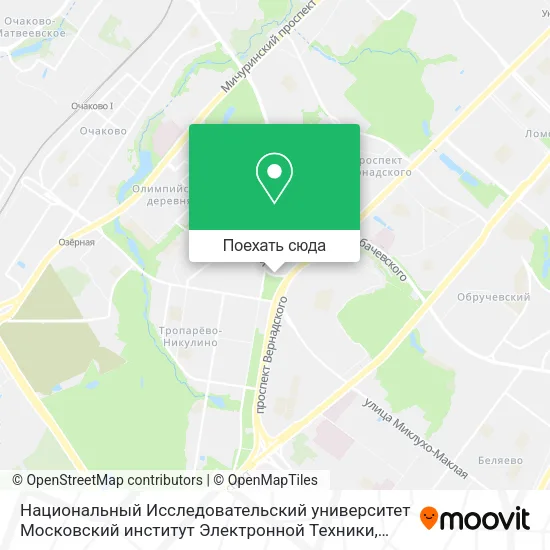 Карта Национальный Исследовательский университет Московский институт Электронной Техники