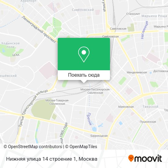 Карта Нижняя улица 14 строение 1