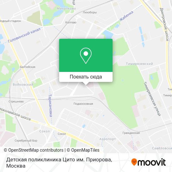 Карта Детская поликлиника Цито им. Приорова