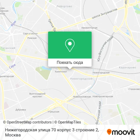 Карта Нижегородская улица 70 корпус 3 строение 2