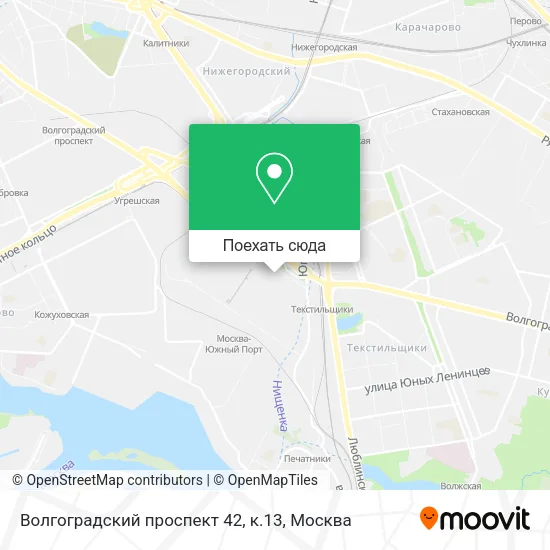 Карта Волгоградский проспект 42, к.13