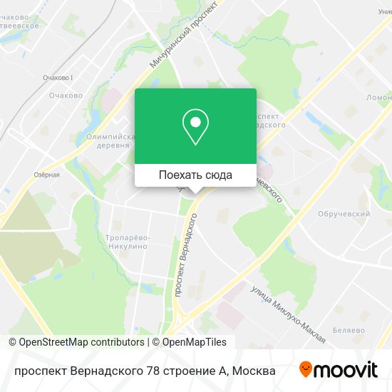 Карта проспект Вернадского 78 строение А