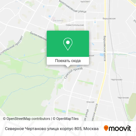 Карта Северное Чертаново улица корпус 805