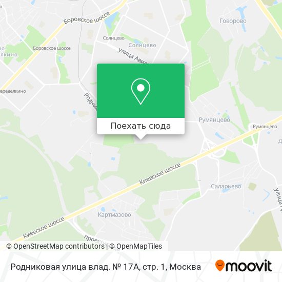 Карта Родниковая улица влад. № 17А, стр. 1