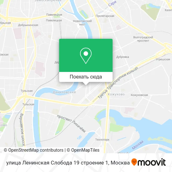 Карта улица Ленинская Слобода 19 строение 1