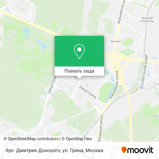 Карта бул. Дмитрия Донского, ул. Грина