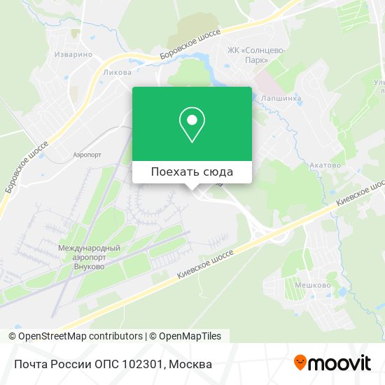 Карта Почта России ОПС 102301