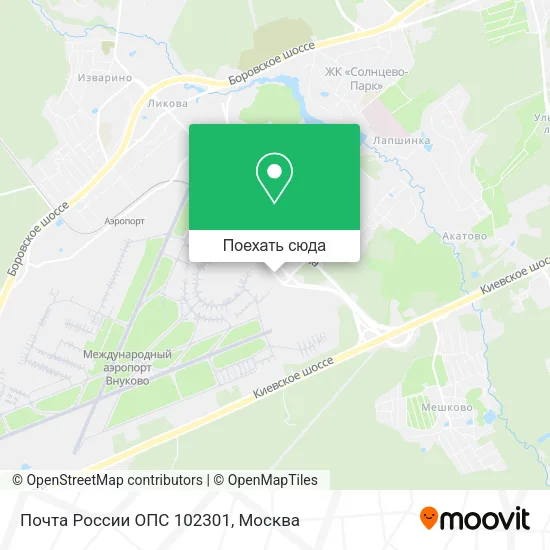 Карта Почта России ОПС 102301