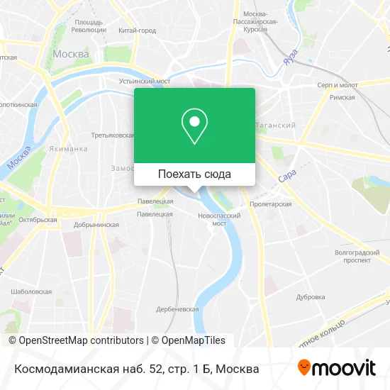 Карта Космодамианская наб. 52, стр. 1 Б