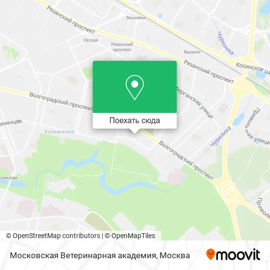 Карта Московская Ветеринарная академия