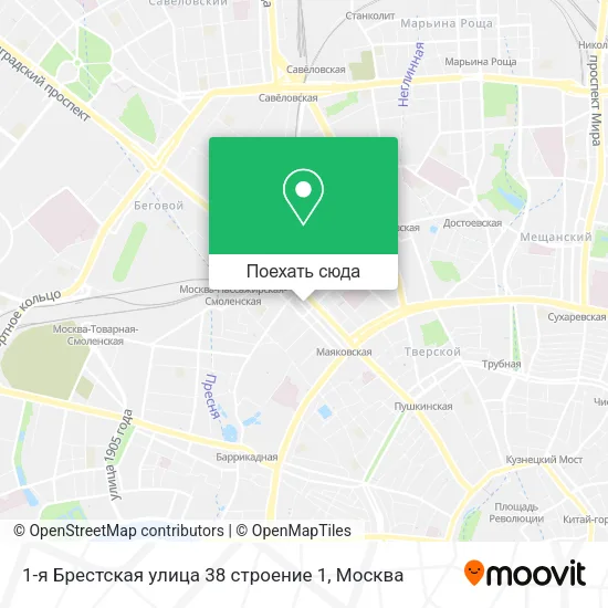Карта 1-я Брестская улица 38 строение 1