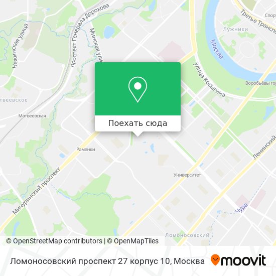 Карта Ломоносовский проспект 27 корпус 10