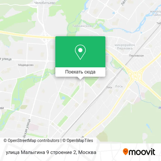 Карта улица Малыгина 9 строение 2