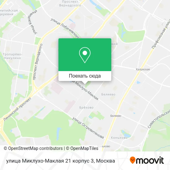 Карта улица Миклухо-Маклая 21 корпус 3