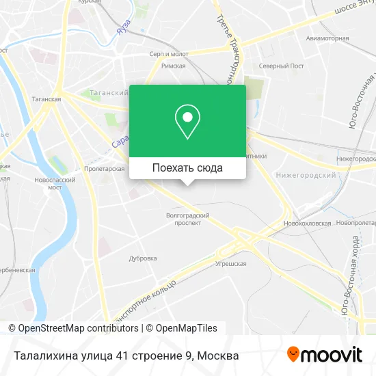 Карта Талалихина улица 41 строение 9