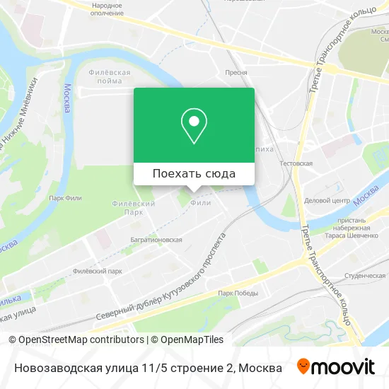 Карта Новозаводская улица 11 / 5 строение 2