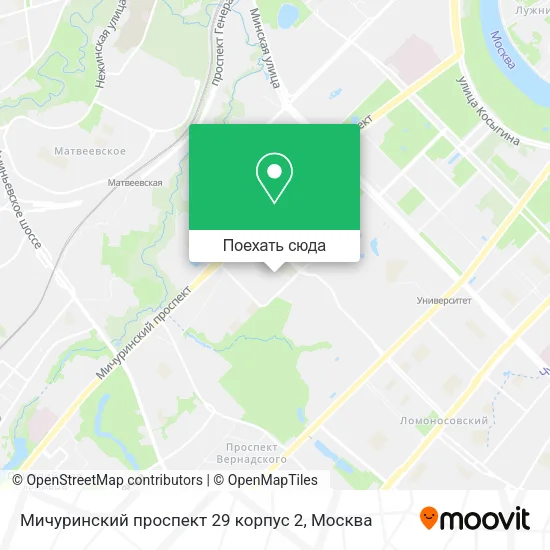 Карта Мичуринский проспект 29 корпус 2