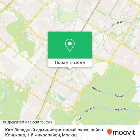 Карта Юго-Западный административный округ, район Коньково, 1-й микрорайон