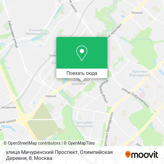 Карта улица Мичуринский Проспект, Олимпийская Деревня, 8