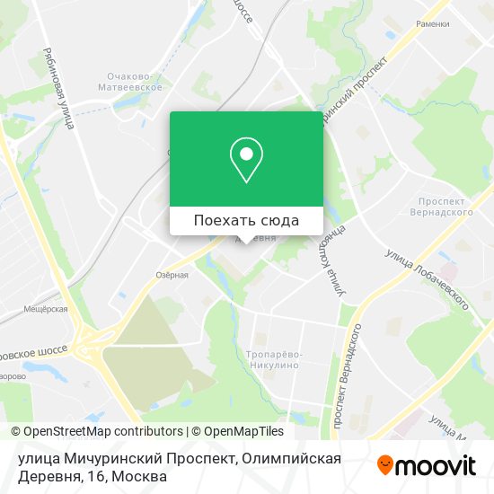 Карта улица Мичуринский Проспект, Олимпийская Деревня, 16