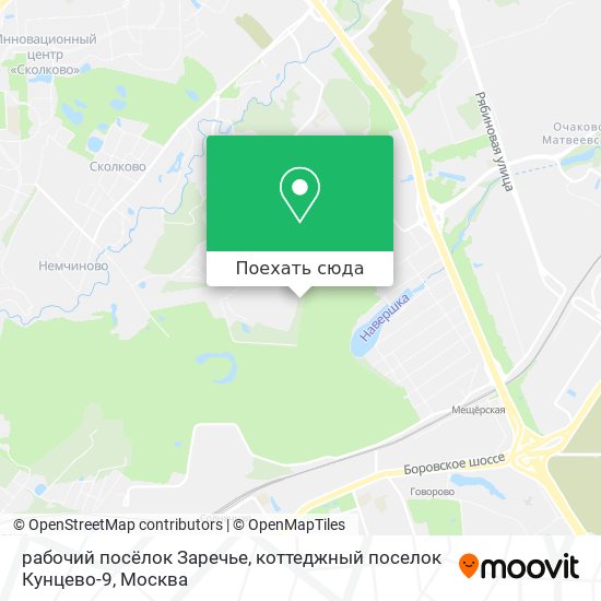 Карта рабочий посёлок Заречье, коттеджный поселок Кунцево-9