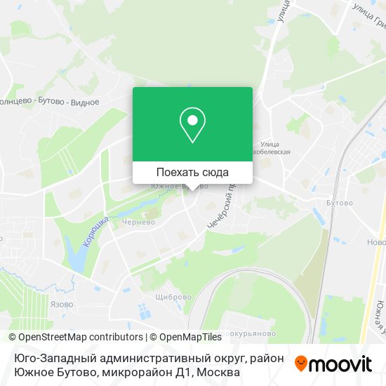 Карта Юго-Западный административный округ, район Южное Бутово, микрорайон Д1