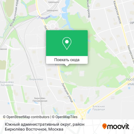 Карта Южный административный округ, район Бирюлёво Восточное