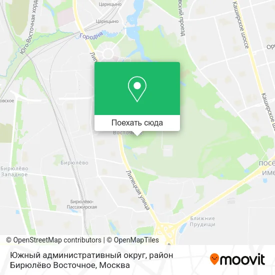 Карта Южный административный округ, район Бирюлёво Восточное