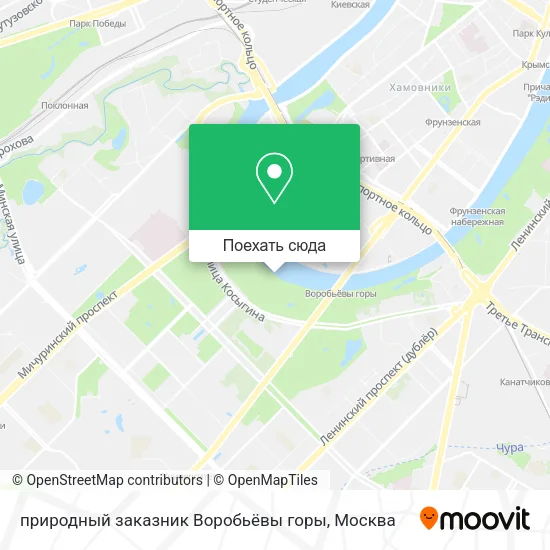 Карта природный заказник Воробьёвы горы