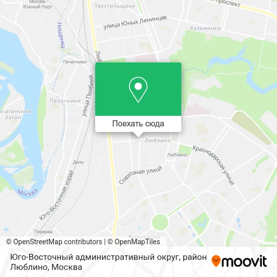 Карта Юго-Восточный административный округ, район Люблино
