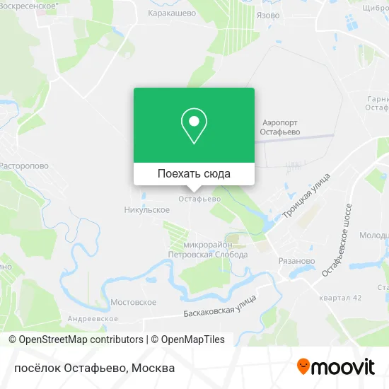 Карта посёлок Остафьево