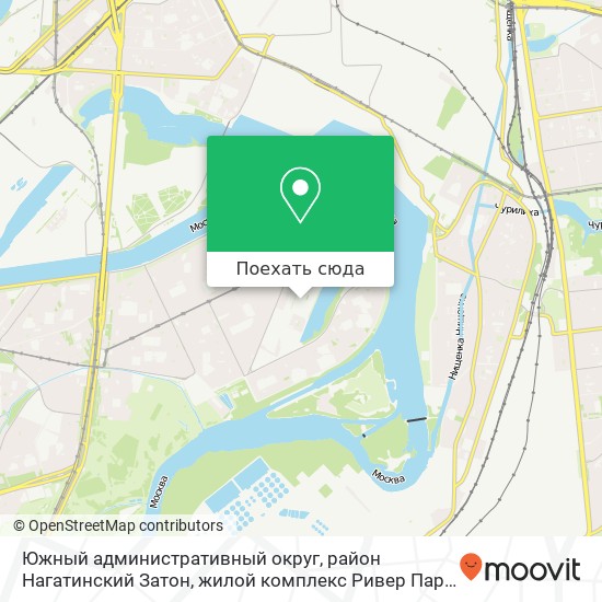 Карта Южный административный округ, район Нагатинский Затон, жилой комплекс Ривер Парк