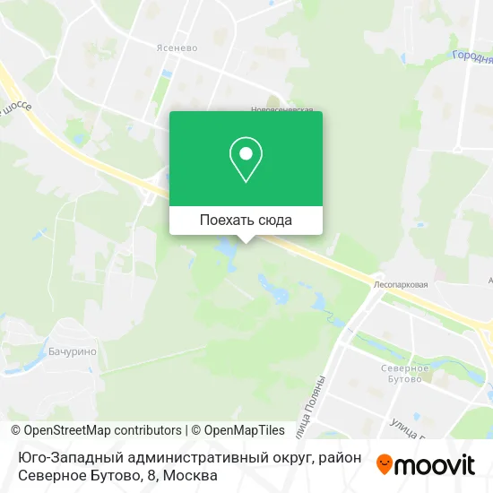 Карта Юго-Западный административный округ, район Северное Бутово, 8