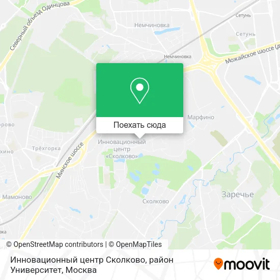Карта Инновационный центр Сколково, район Университет