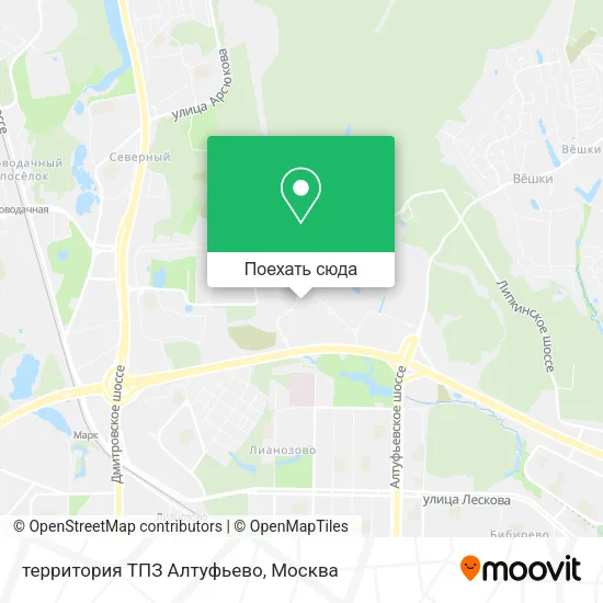 Карта территория ТПЗ Алтуфьево