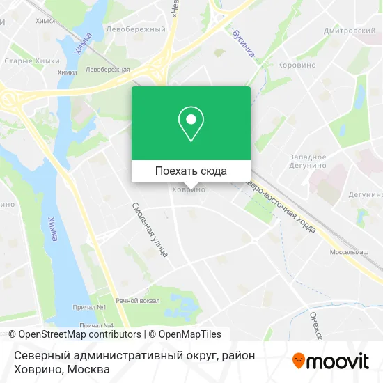 Карта Северный административный округ, район Ховрино