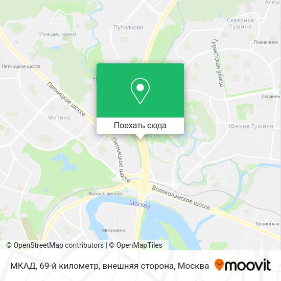 Карта МКАД, 69-й километр, внешняя сторона