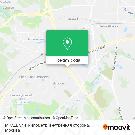Карта МКАД, 54-й километр, внутренняя сторона