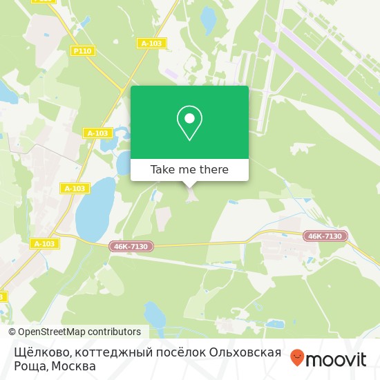 Карта Щёлково, коттеджный посёлок Ольховская Роща