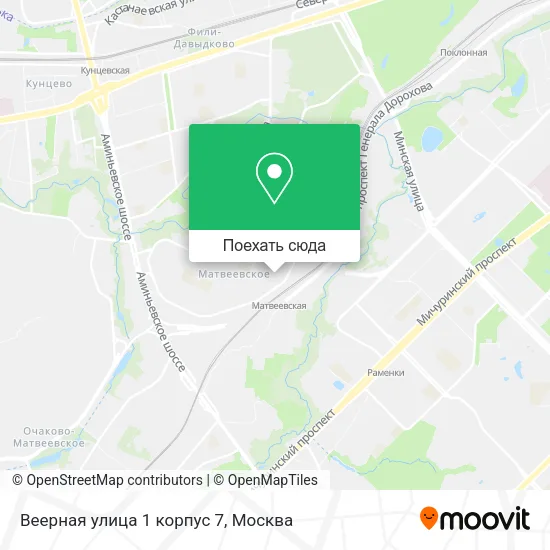 Карта Веерная улица 1 корпус 7