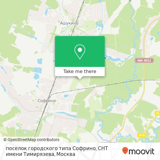 Карта поселок городского типа Софрино, СНТ имени Тимирязева
