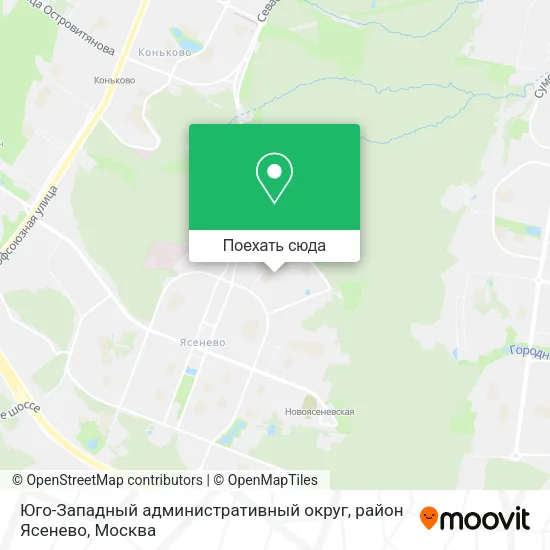 Карта Юго-Западный административный округ, район Ясенево
