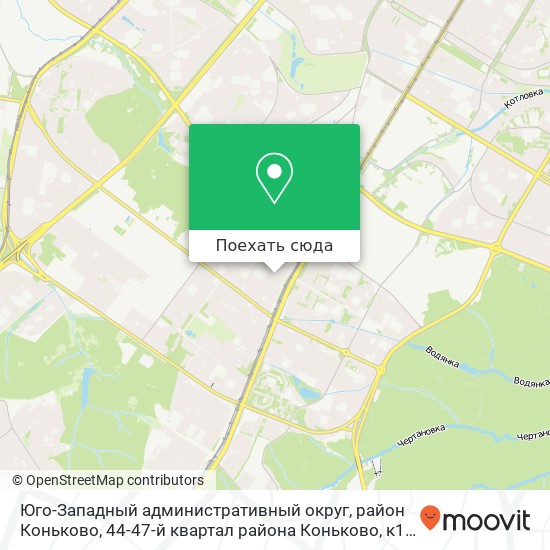 Карта Юго-Западный административный округ, район Коньково, 44-47-й квартал района Коньково, к12