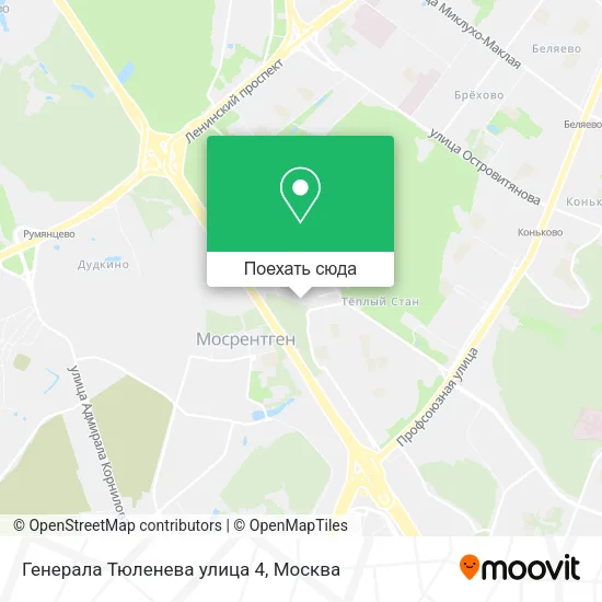 Карта Генерала Тюленева улица 4