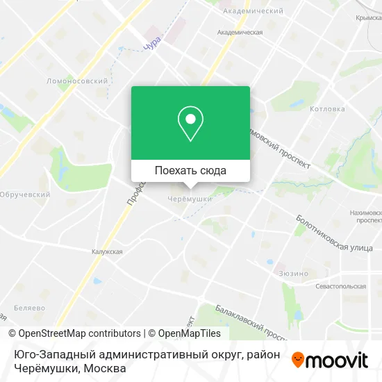 Карта Юго-Западный административный округ, район Черёмушки